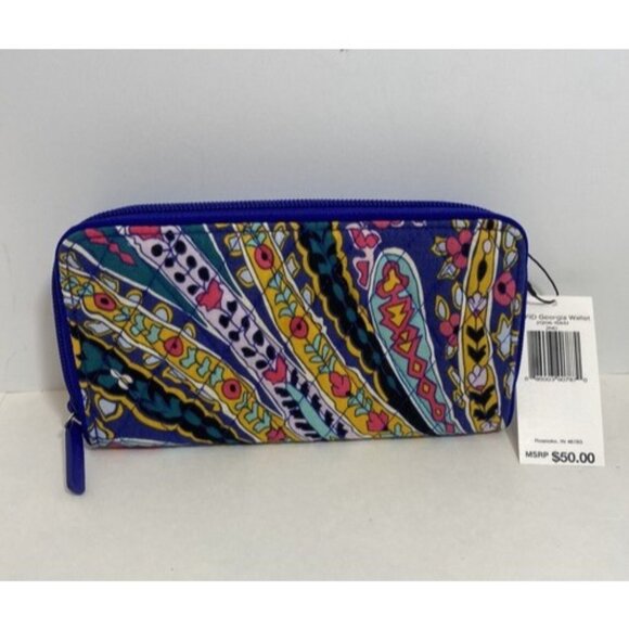Vera Bradley RFID Georgia Zip Around Wallet In Romantic Paisley NWT *1A - Picture 1 of 5